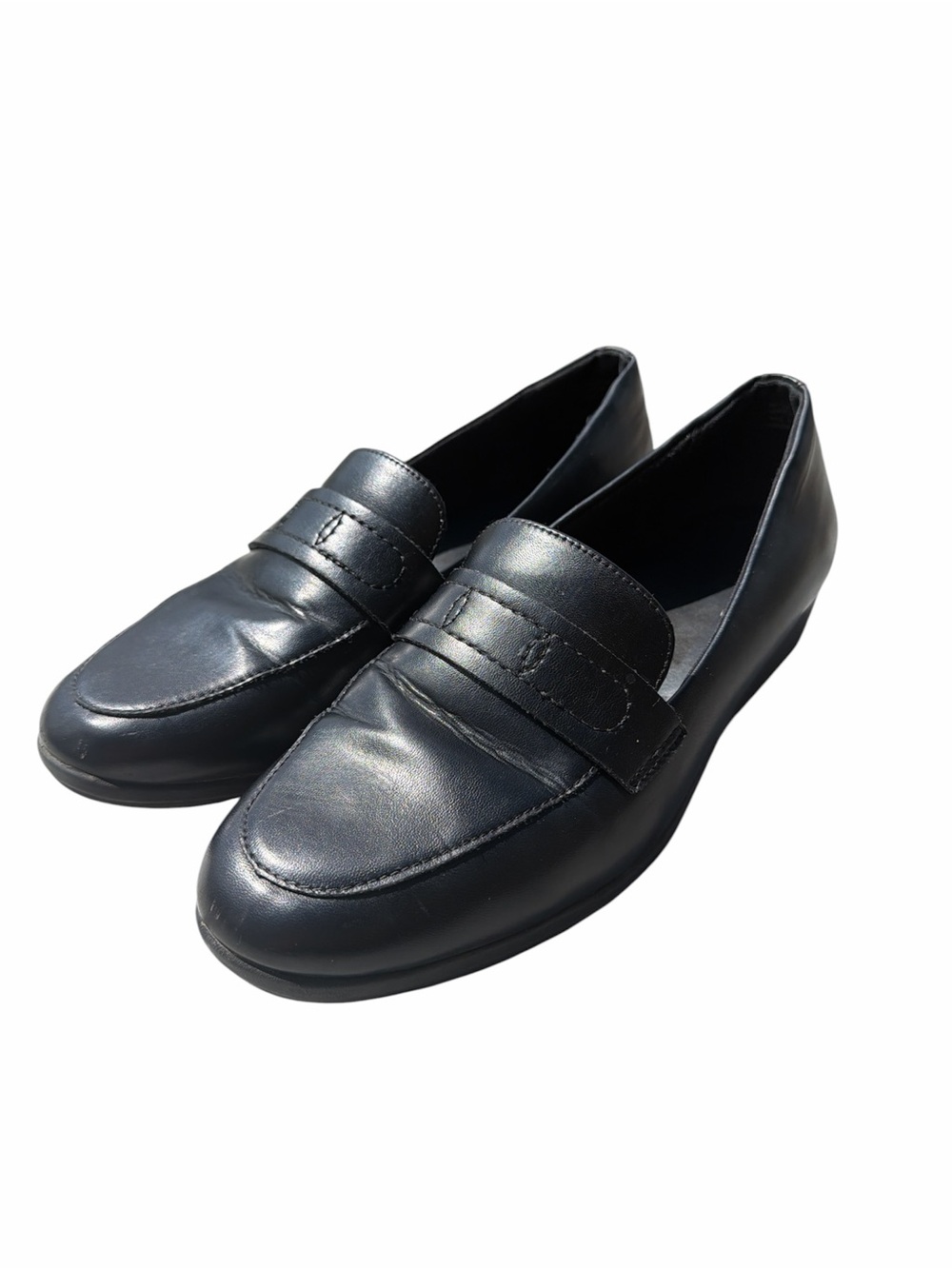 Classic Women’s Black Leather Penny Loafers fall style 8W